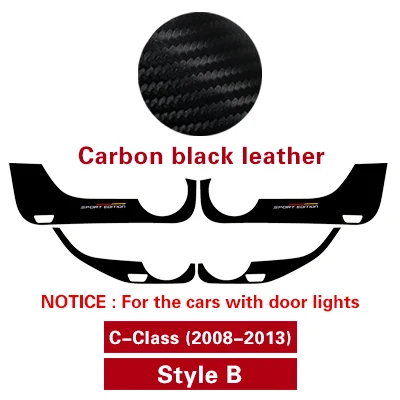 Style B Carbon black TPIC Автомобильная дверь анти-удар колодки наклейки ультра-тонкая кожа ПВХ защита двери боковой край пленка для Mercedes w204 w205 w213 C E класс - Название цвета: Style B Carbon black