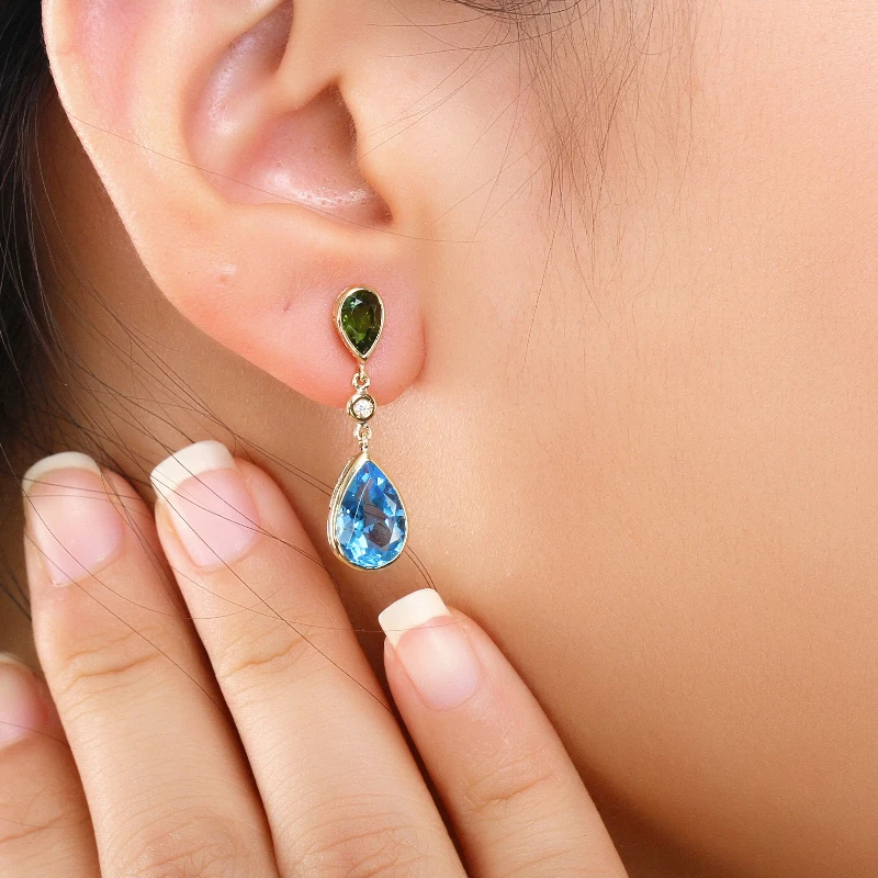 Природный зеленый турмалин 18 К чистое золото серьги настоящее AU 750 твердые