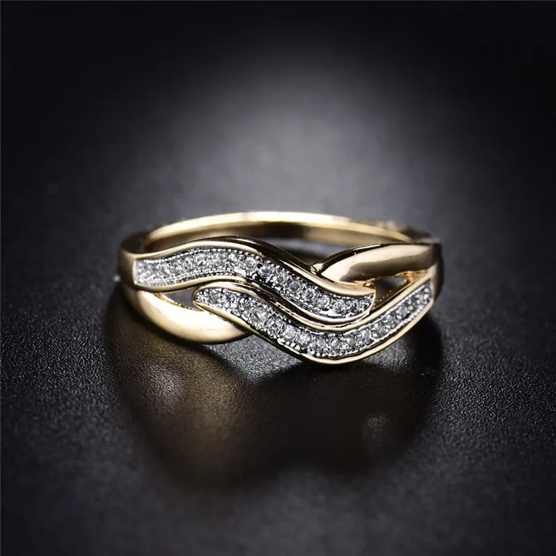 Женское кольцо с фианитом BUDONG Золотое сердечком на День святого Валентина XUR227|love