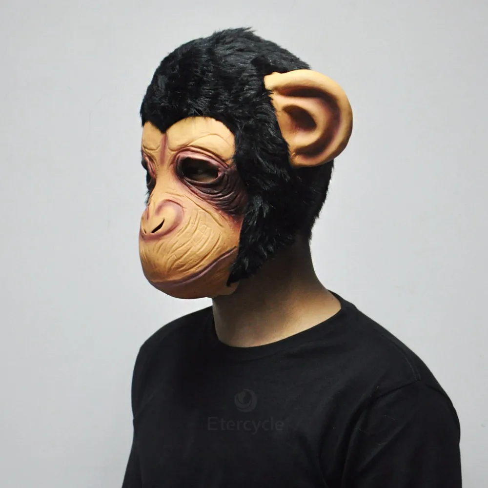 Маска шимпанзе с животным лицом латексная маска большие уши орангутанг Хэллоуин