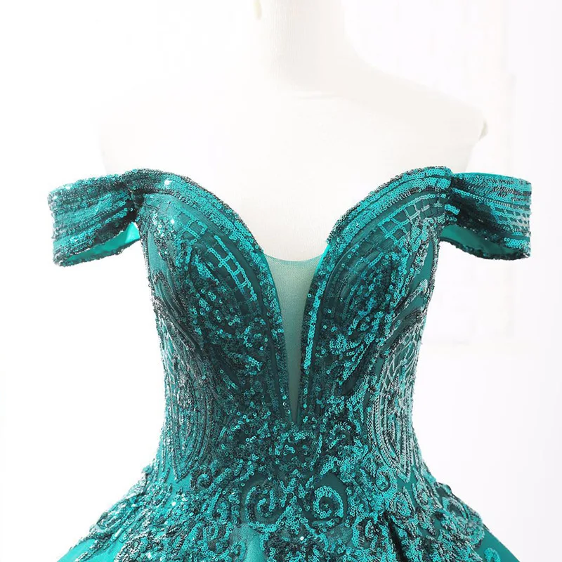 JaneVini Sparkly Sequined Wedding Dresses 2019 Saudi Arabia Puffy Ball Gowns Luxury Arabic Bridal Gowns Plus Size Gaun Pengantin