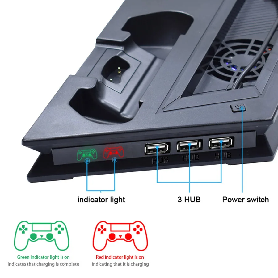 Usb зарядный порт двойной вентилятор охлаждения для PS4 тонкий геймпад крепление вертикальной стойки на док-станцию игровая консоль поддержка База держатель с светодиодный