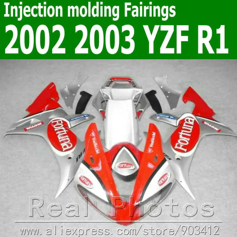 100% литья под давлением обтекатель комплект для YAMAHA 2002 2003 YZF R102 03 серебристый