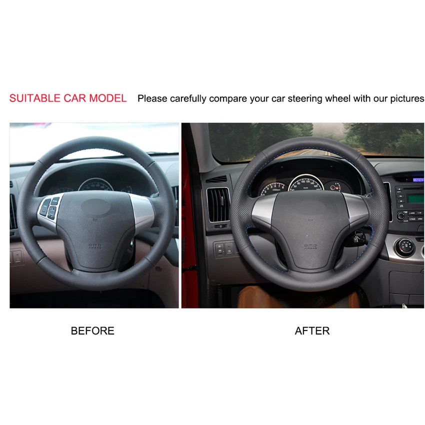 Сшитые вручную Черные Аксессуары из искусственной кожи для Hyundai Elantra 2008 2009 2010 |