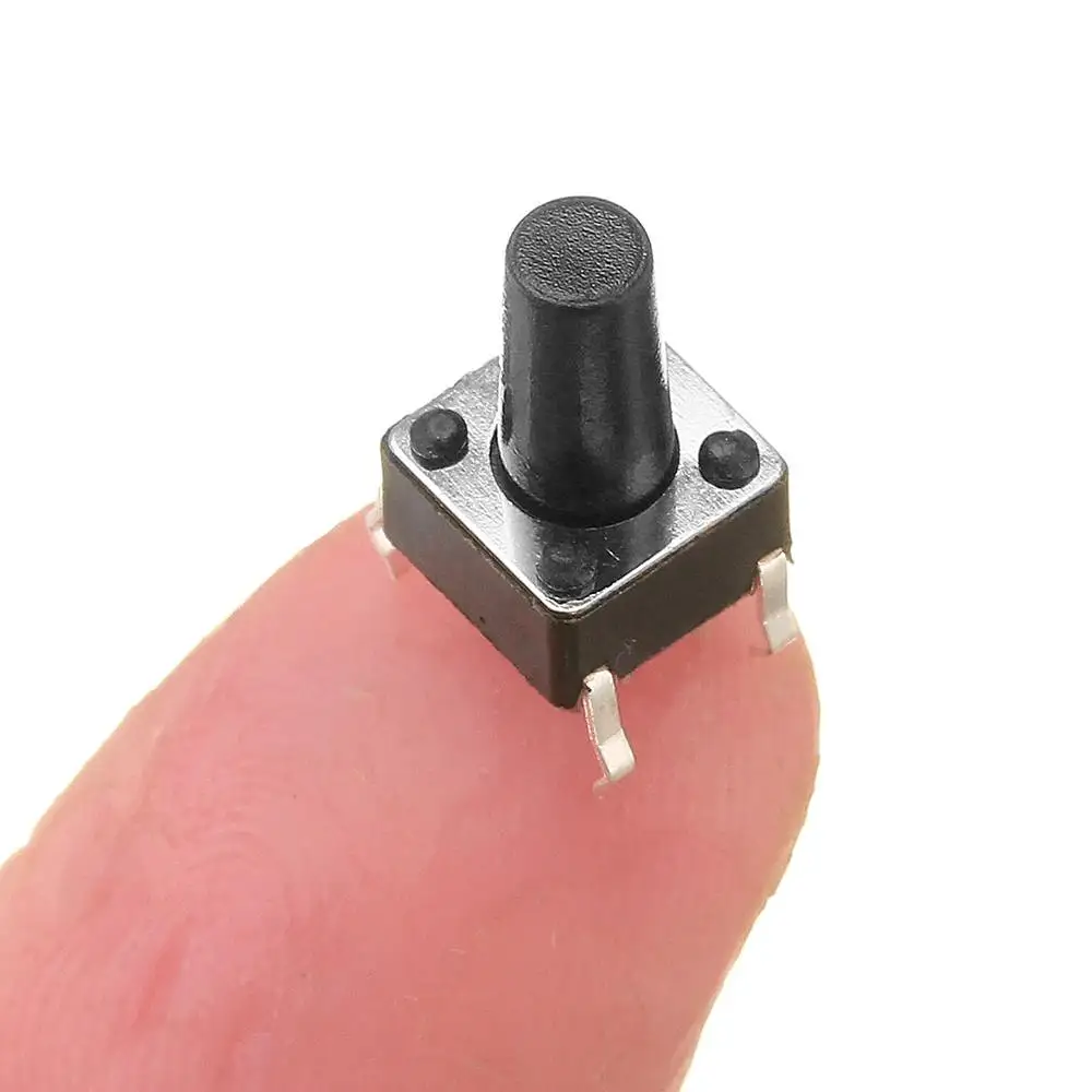 LEORY 100 шт 12V 6*6*10 мм Тактильный кнопочный переключатель такт переключатель 4 Pin DIP