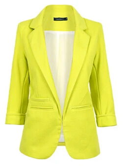 

Blazer women autumn Candy Color Rolled up Sleeve boyfriend Style no buckle blazer feminino Slim Blazer free shipping