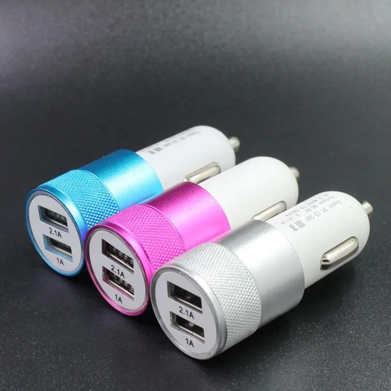 Автомобильное зарядное устройство 2 1 а с двумя USB портами из сплава универсальное