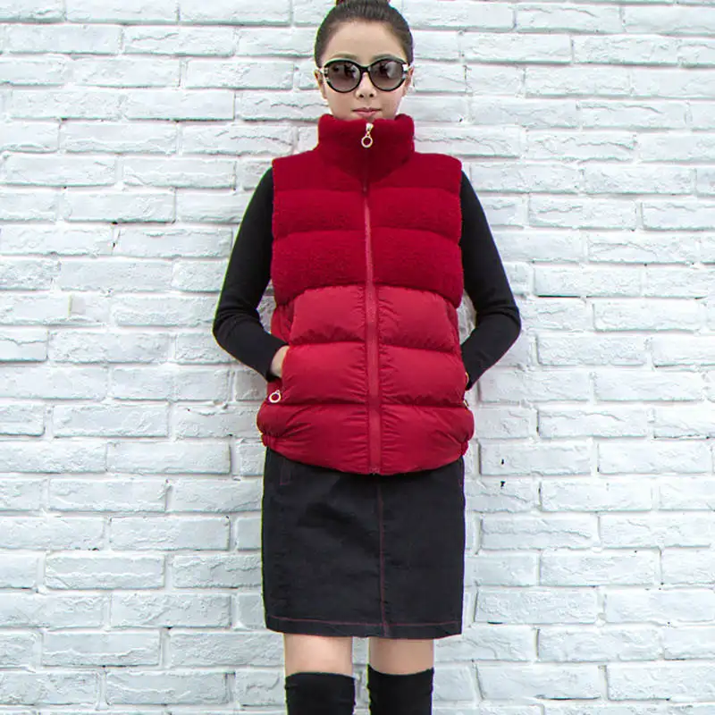 Жилет из овчины женский зимний хлопковый жилет с отстрочкой|down vest women|vest womenvest women