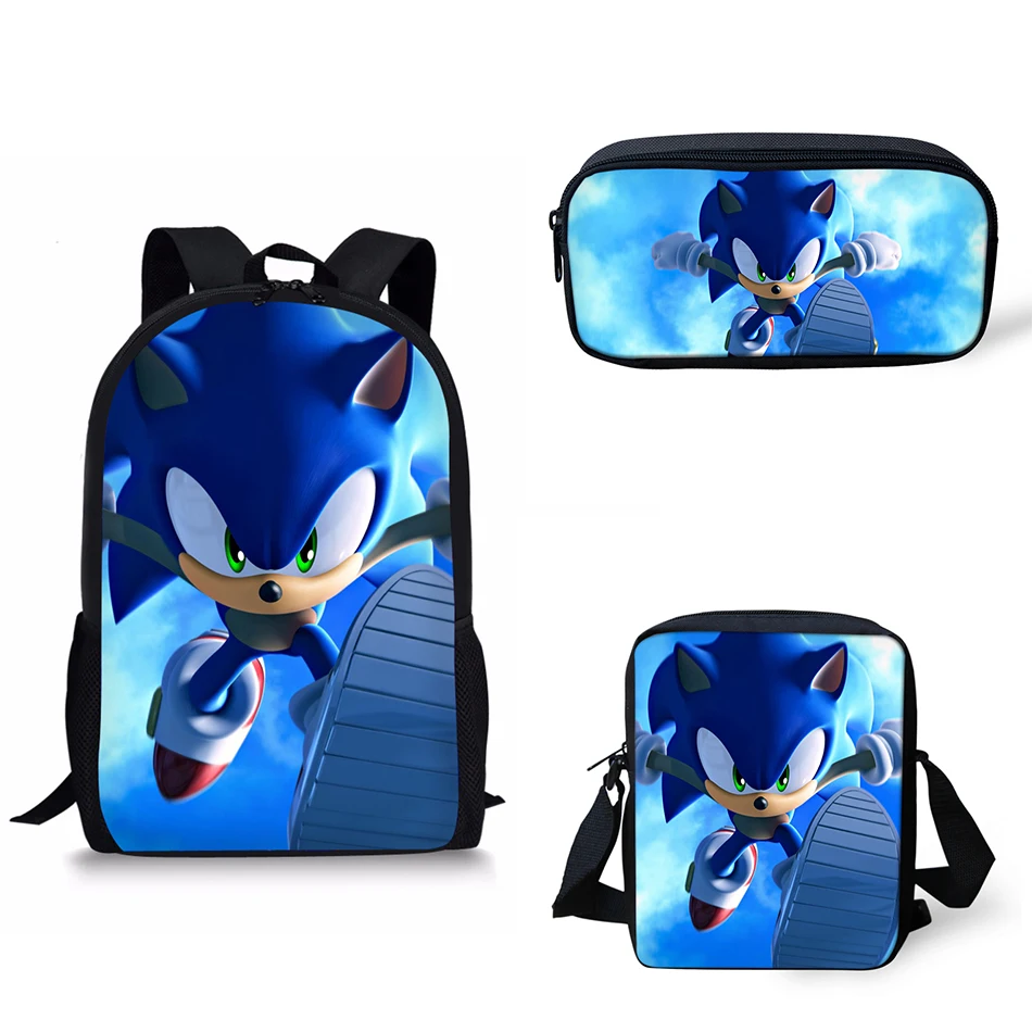 7 Аниме Sonic зубная щётка принт школьный рюкзак для мальчиков и девочек с рисунками зверей из мультфильмов в виде ежа ортопедические рюкзаки для Детей Книга сумка 3 шт./компл - Цвет: 7