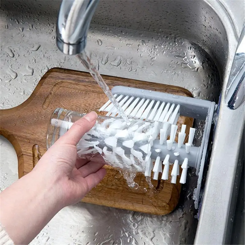 Innovative Wall-mounted Convenient Cup Brush Glass Cleaning Rotating Tea Tools Kitchen Accessories | Дом и сад
