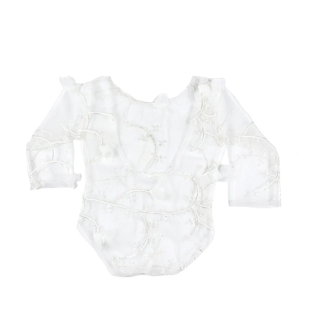 Кружевной комбинезон с вышивкой для новорожденных реквизит фотосессии костюм