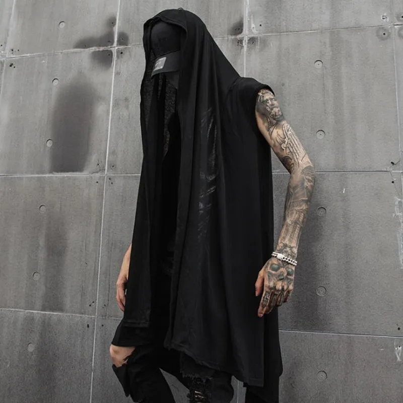 Тренчкот мужской длинный в стиле панк рок хлопково Льняная уличная куртка хип