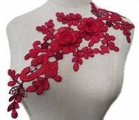 1 pc 3d red embroidered floral lace neckline neck collar scrapbooking trim clothes sewing applique embroidery edge cl858
