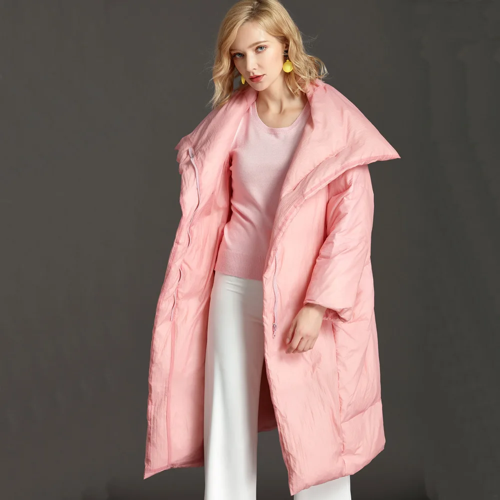 pink Женский пуховик Европейская и американская парка модная новинка зимнее пальто женские топы свободного кроя размера плюс 6XL длинное пальто J089 - Цвет: pink