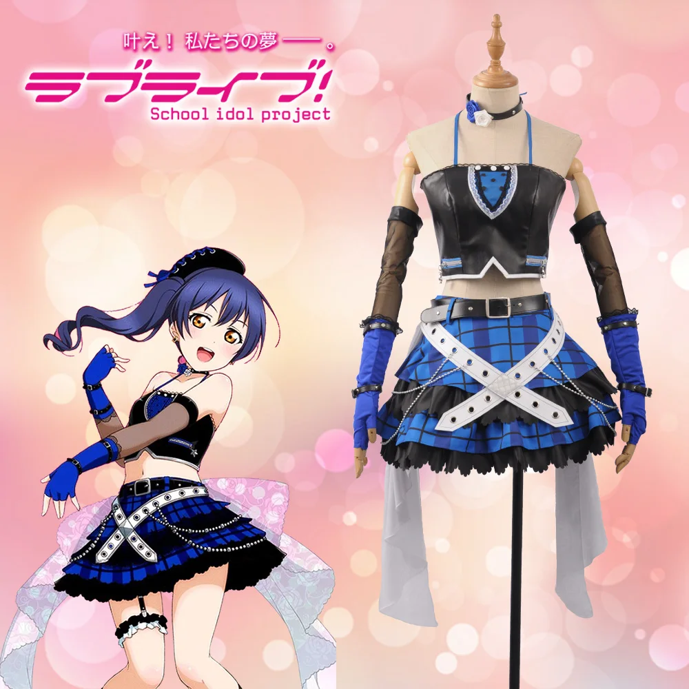 Люблю жить! Umi Sonoda нарядный костюм для девочек из черной кожи с роковым