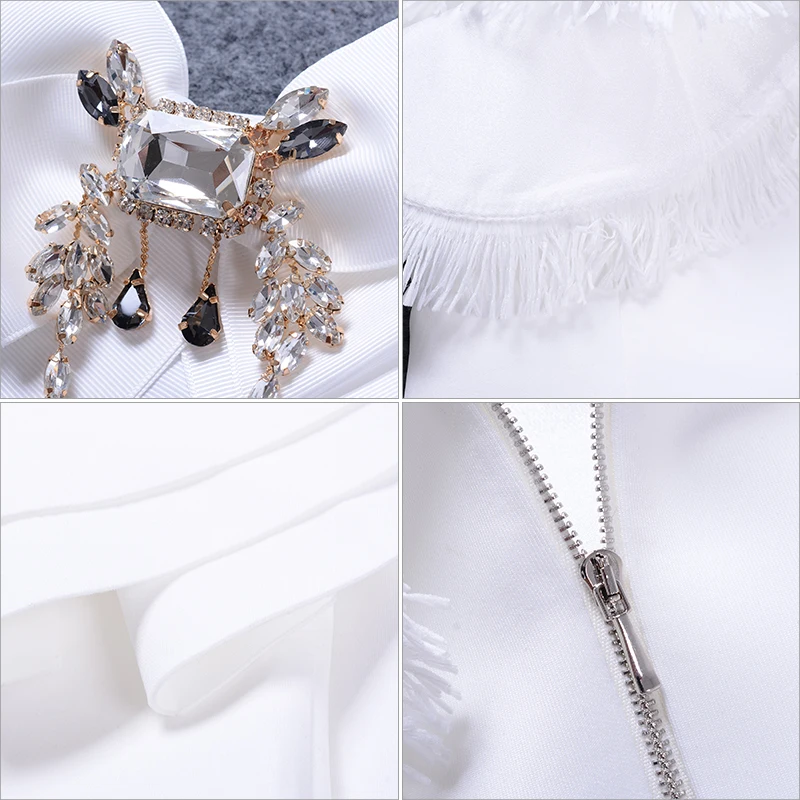 Платье с высоким воротом и рукавом бабочкой черное белое подарок на день