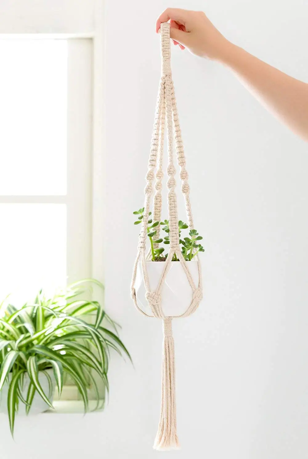 Упаковка из 2 декоративных Небольших Подвесных плантаторов для макраме