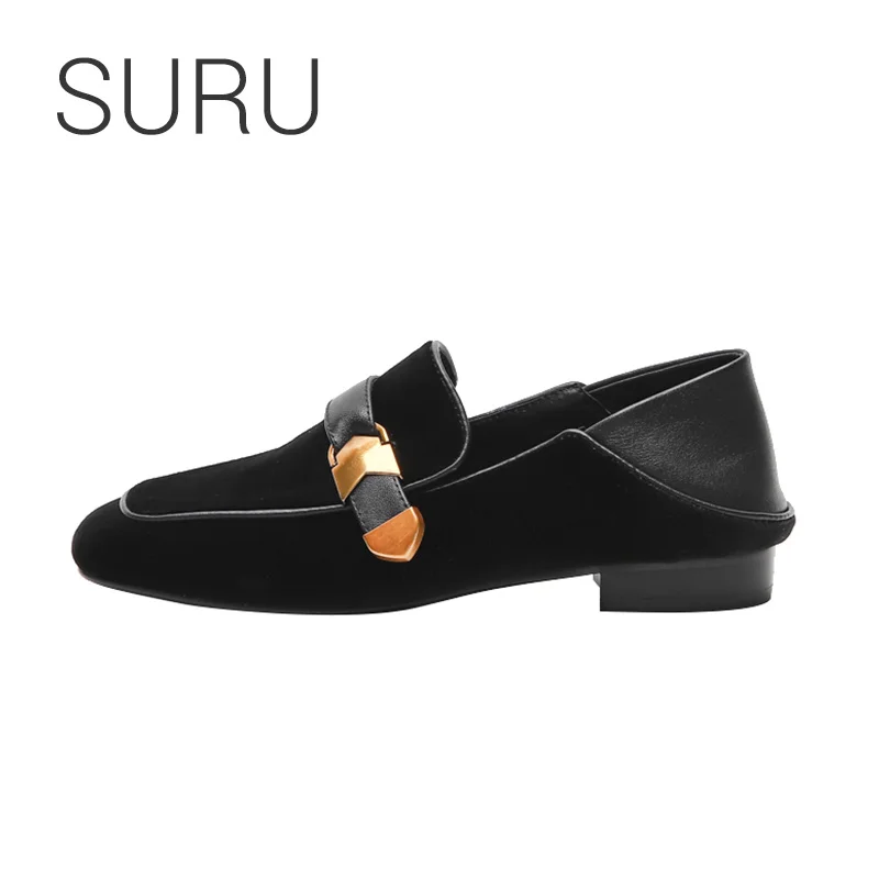 SURU/два способа ношения кожаные лоферы на ремешке с пряжкой женские тапочки