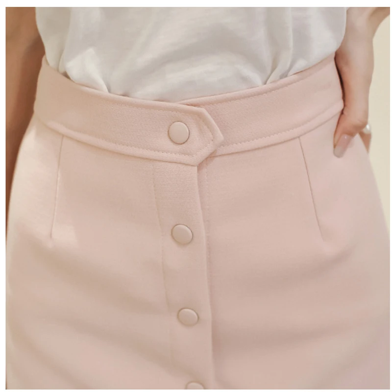 Новые летние модные однотонные однобортные женские юбки трапециевидной формы с