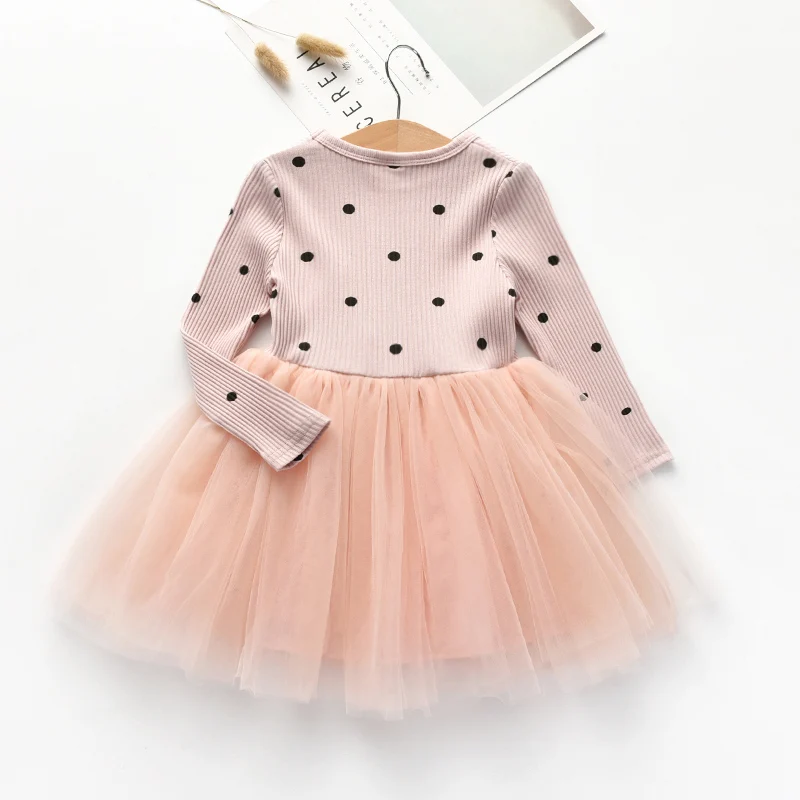 Платье для девочек BibiCola кружевное платье с длинным рукавом на весну-осень