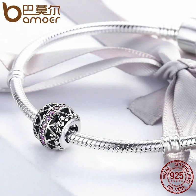 Женский браслет из серебра 100% пробы с подвесками|heart beads|beads fitbeads heart |