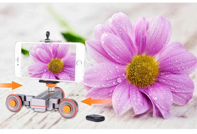 YELANGU L4X Autodolly Electric Track Slider Motor Dolly Tabletop Auto Dolly Rolling Skater Slider for DSLR Camera Camcorder DV