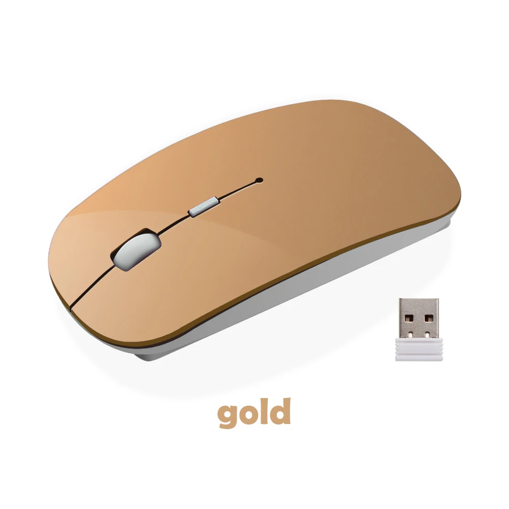 Gold 2,4G беспроводная мышь ультра тонкий USB оптическая мышь Тихая Кнопка для ПК ноутбука MacBook Air Pro - Цвет: Gold