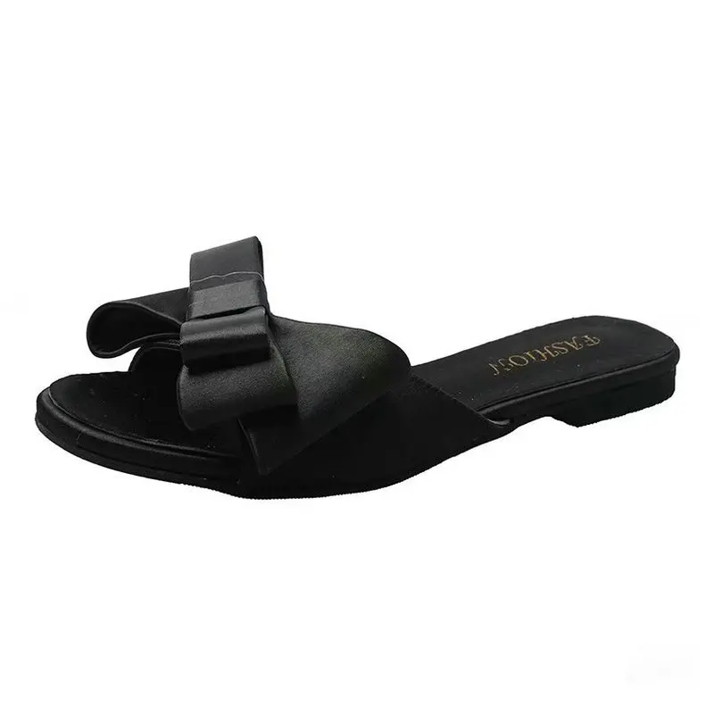 2019 Новинка весны Женские тапочки Замшевые классический галстук-бабочка узел