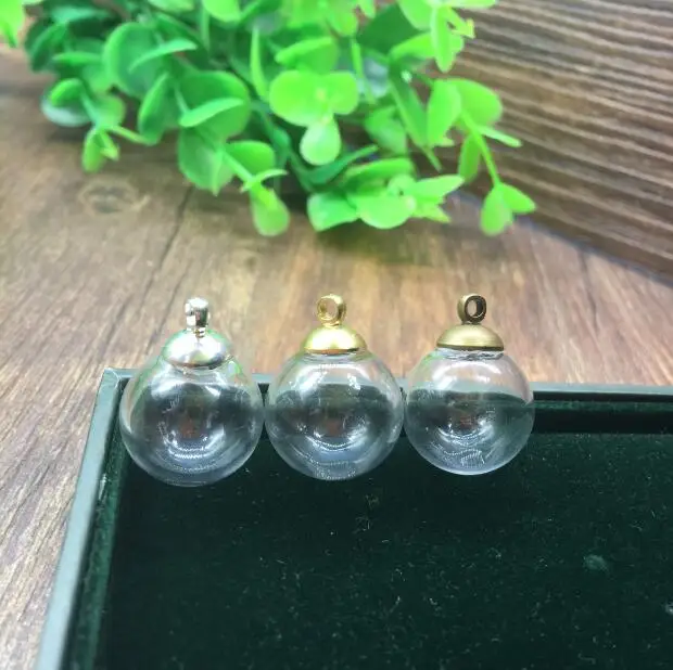 

5sets/lot 16mm*4mm glass globe orbs bubble 8mm cap set DIY Glass vial pendant necklace pendant glass bottle dome cover charms