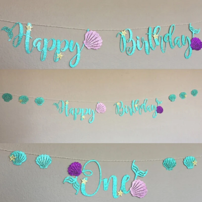 1 компл. Русалка тема вечерние украшения Блеск картон синий Lette Приморский