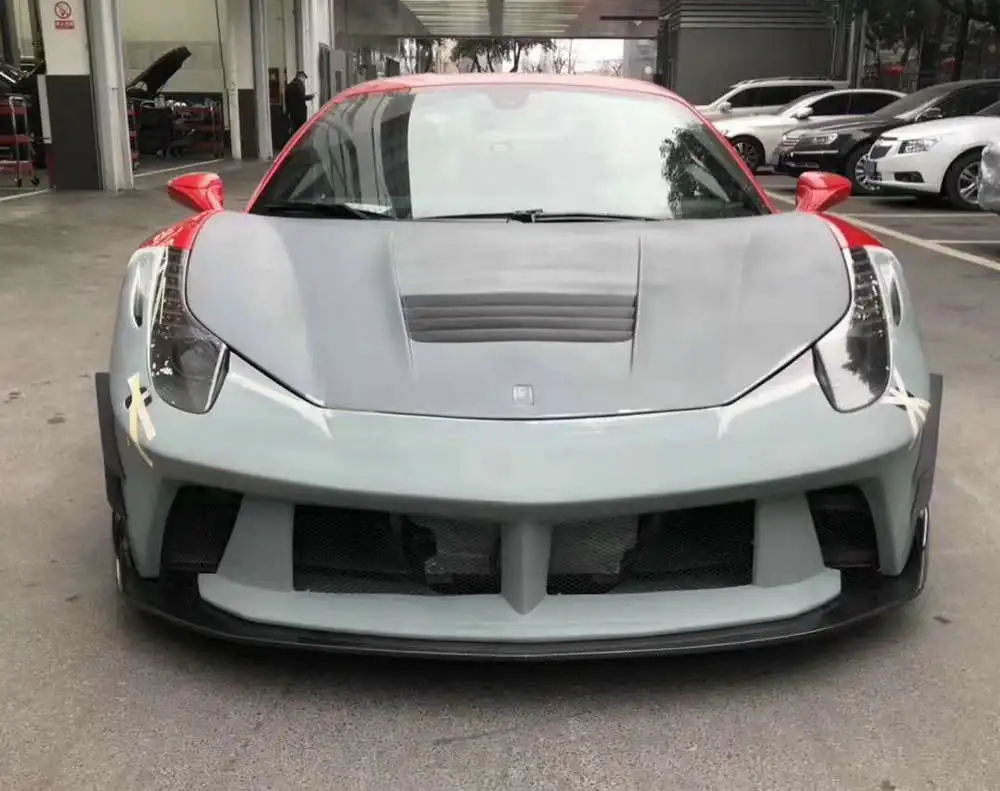 FRP материал PD Стиль Авто кузов Комплект кузова для Ferrari 458 передний бампер+ крышка капота+ задний бампер+ Диффузор+ Боковая юбка