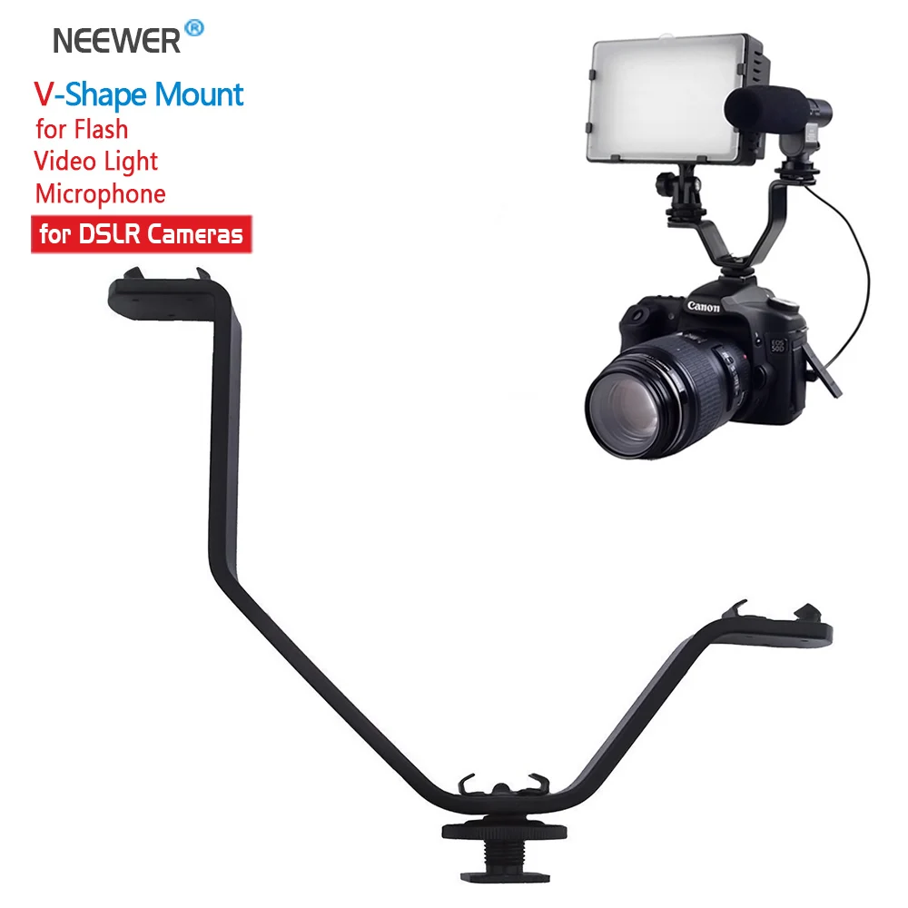 Кронштейн для вспышки Neewer 1/4 &quotV образной формы с тройным креплением видеосъемки