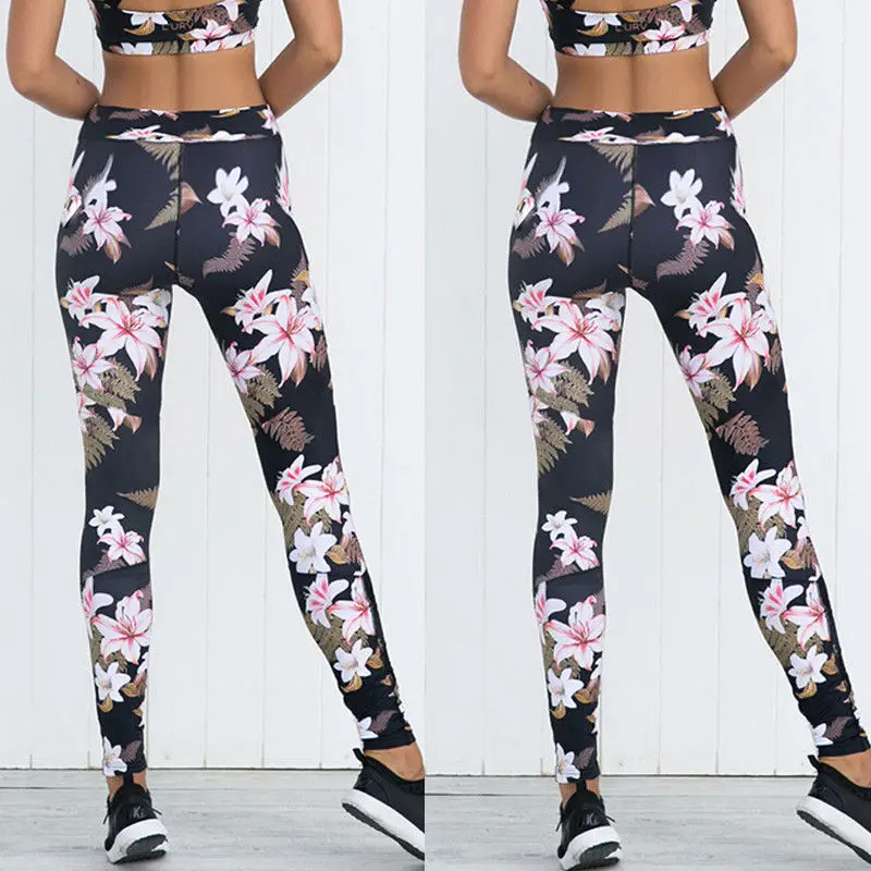 

New Fashion Women High Waist Fitness Leggings Stretch Women Print Casual Clothes Trousers