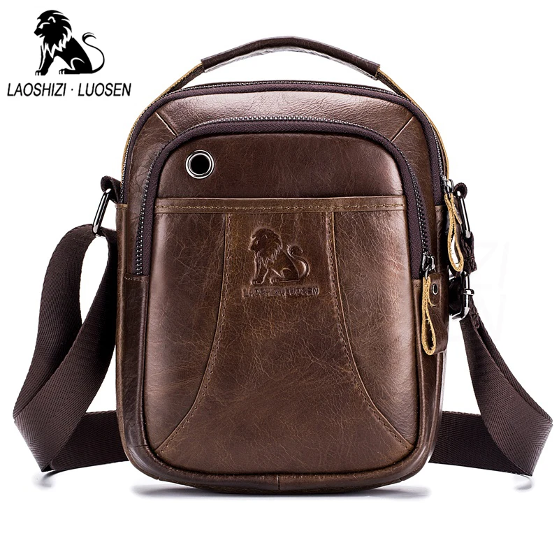 New Arrival Genuine Leather Men's Casual Shoulder Bags Vintage Flap Zipper Handbags For Male Fashion Crossbody Brown Color |