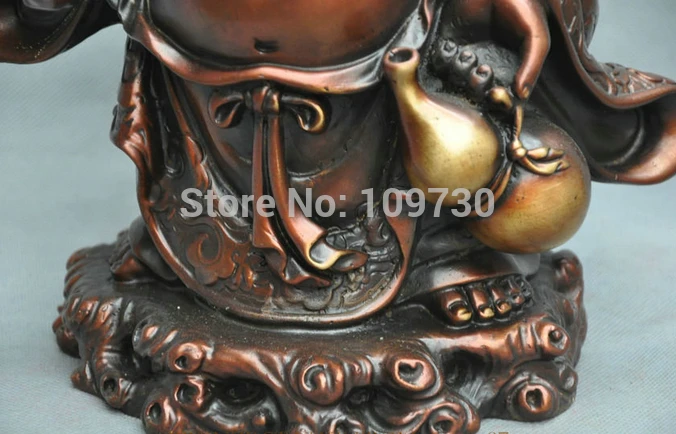 bir 002864 11'' China Laughing Maitreya Buddha Happy Monk Hold Gourd Bronze Statue | Дом и сад