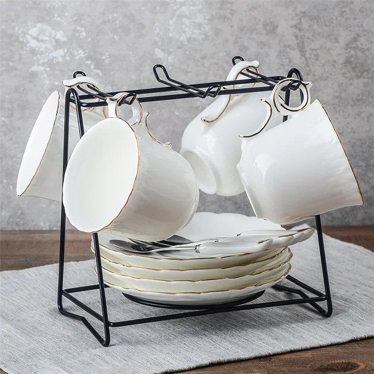 4Cups n Holder Европейский лаконичный кофейный сервиз из костяного фарфора, чайный сервиз, керамический чайник, сливочник, сахарница, чайный заварник, кофейная чашка, чайная чашка - Цвет: 4Cups n Holder