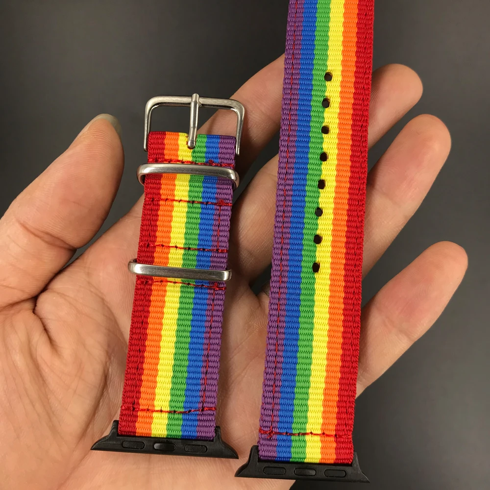 For Rainbow Watchband for Apple Watch Band 38mm 40mm 42mm 44mm Nylon Women Strap Bracelet Belt Wrist bands iWatch Series 4 3 | Наручные