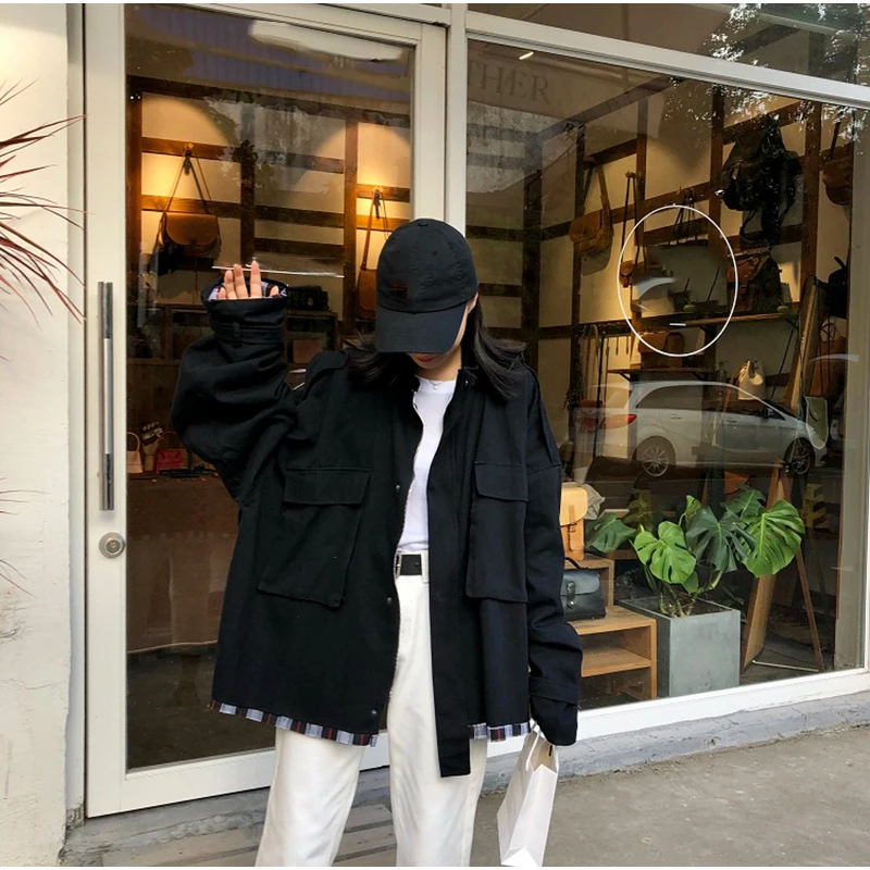 Plegie Harajuku, негабаритная клетчатая Лоскутная Женская куртка, весна, новая верхняя одежда, пальто в стиле хип-хоп, уличная одежда, свободные BF стильные куртки