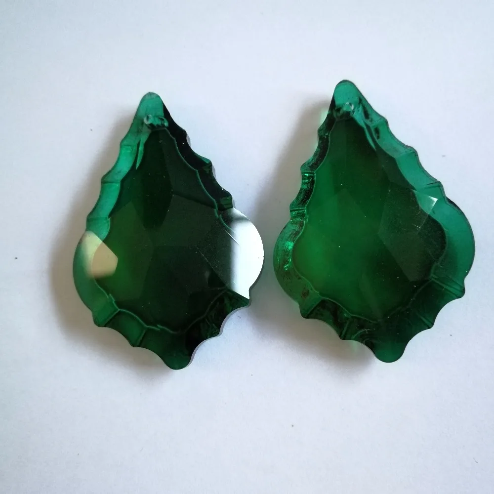 chandelier colored crystals prism 100pieces 50mm Peacock Green crystal maple leaf drop | Дом и сад