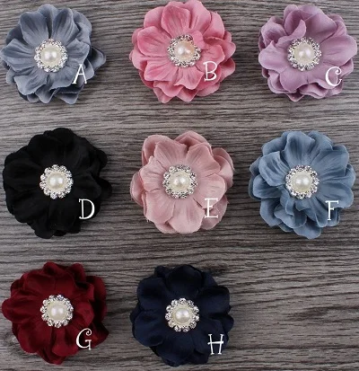 Mix colors 30 шт./партия, 4,6 см, 8 цветов, мини-войлок, искусственная ткань, искусственные цветы+ стразы, жемчуг для свадебного украшения, DIY декоративный венок - Цвет: Mix colors