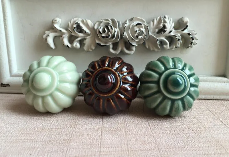 Милые однотонные Кухня Керамика ручка в виде тыквы шкаф буфет комод ящика