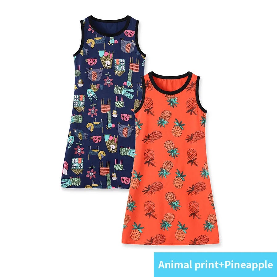 Animal pineapple SheeCute/комплект из 2 предметов для маленьких девочек; трикотажное платье-футболка трапециевидной формы без рукавов; SDS659 - Цвет: Animal pineapple