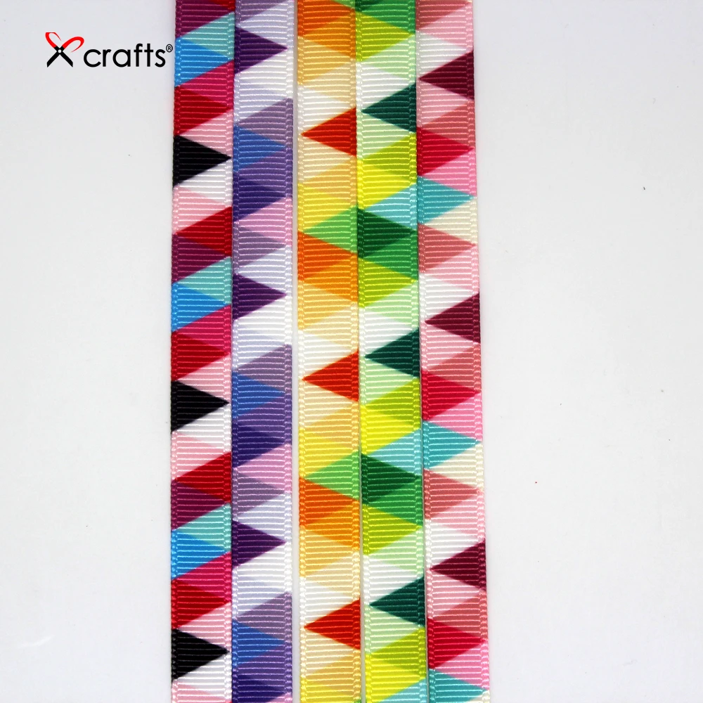 PPCrafts 3/8 &quot10 мм Grosgrain лента с принтом треугольник для поделок своими руками Hairbow