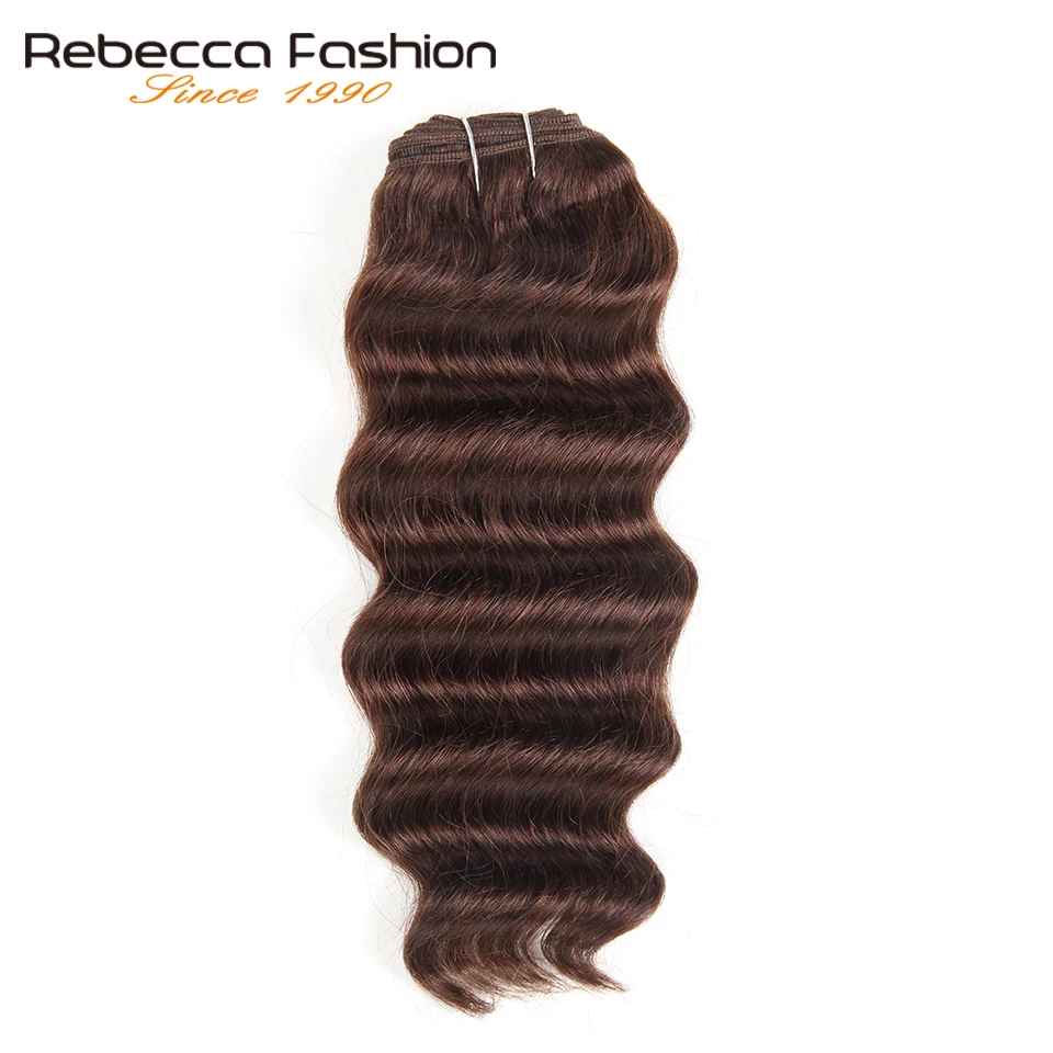 Rebecca Natural Hi Deep Wave Human Hair 1 Bundle Deals Brazilian Narural Color Remy #1B #1 #2 #4 10-22 Inch | Шиньоны и парики