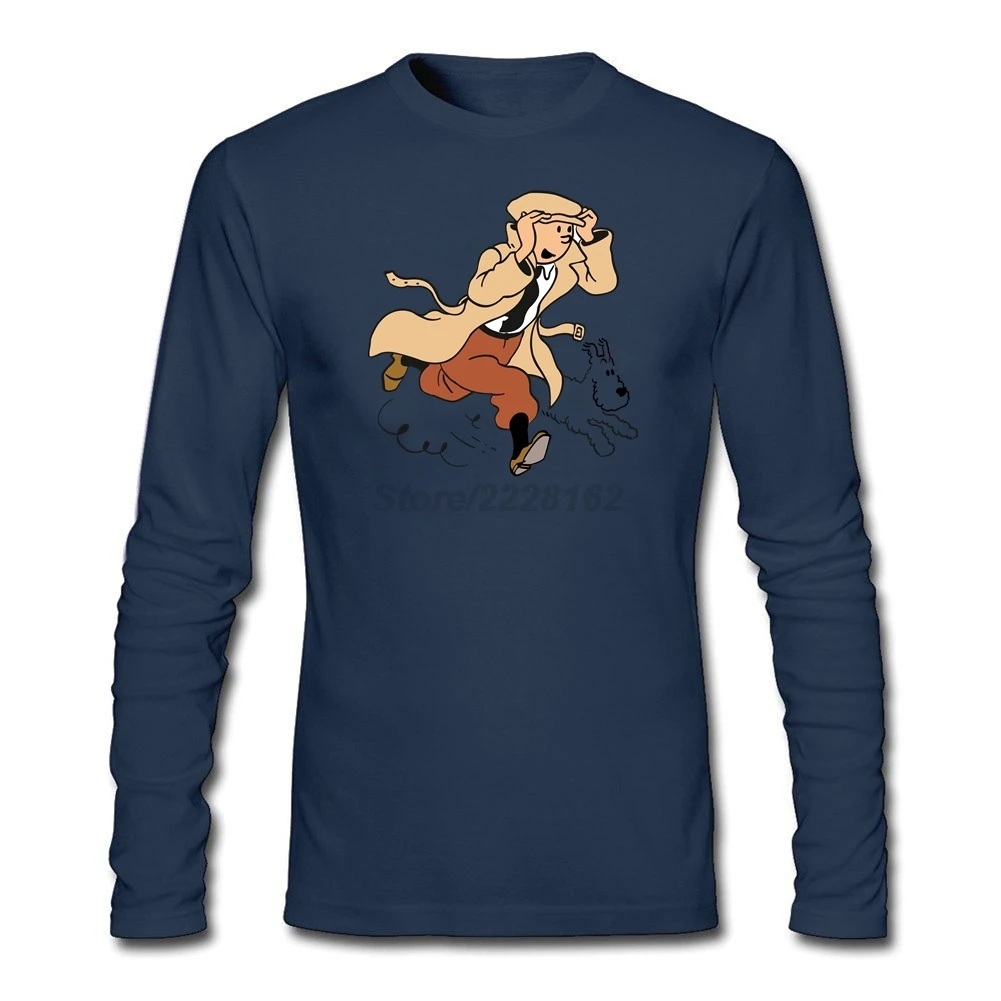 Мужская футболка HU &amp GH The adventures Of Tintin синие футболки для взрослых с принтом