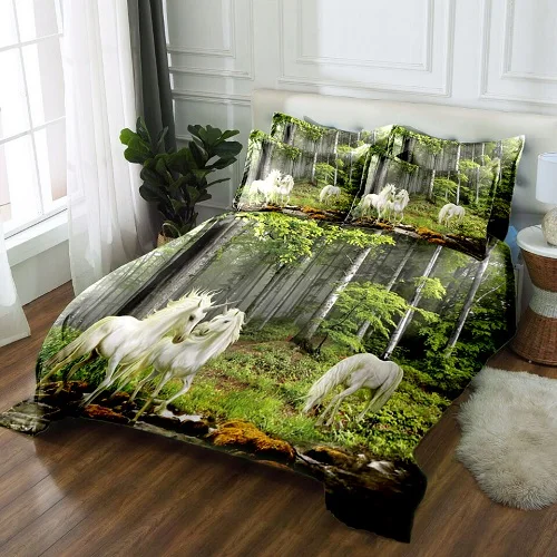 3d bedding set Единорог 3D постельные принадлежности набор двойной полный королева califoria king простыня льняной набор один двойной спальный набор пододеяльник/пододеяльник наволочка - Цвет: 3d bedding set