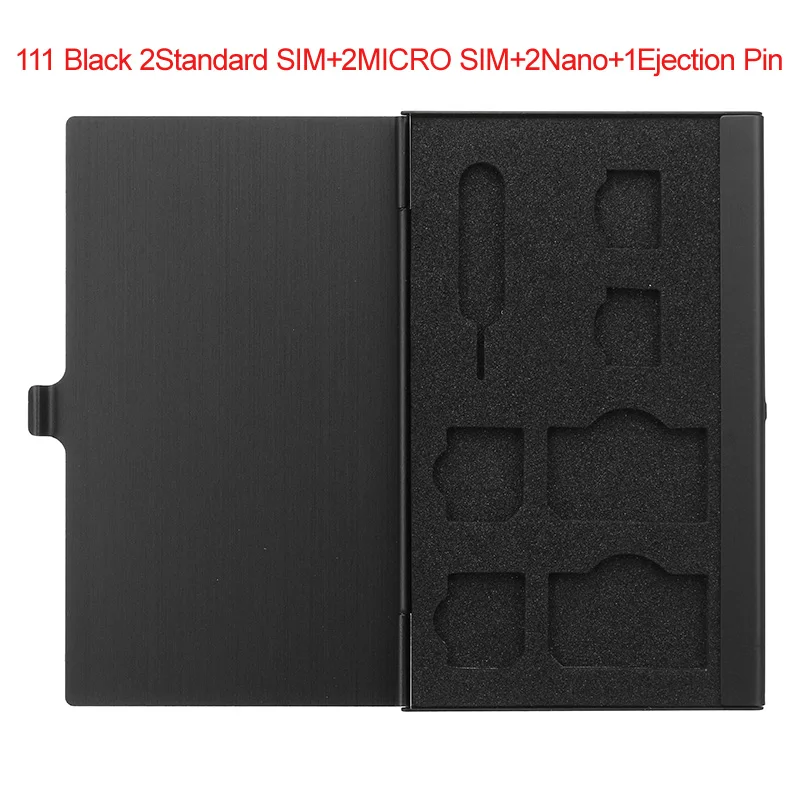 111 10 видов 3 цвета алюминиевый Портативный SIM Micro SIM карта Na без коробка для хранения карт памяти Чехол протектор держатель Черный для TF SD карты - Цвет: 111