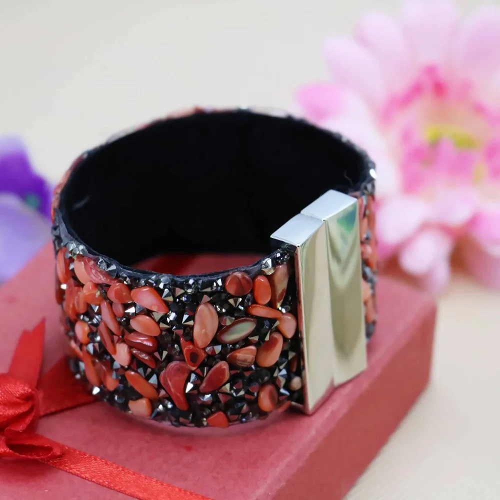 19*3.3cm Hot sale Red&ampPink Shell seashells loose beads Bracelets Brace lace pulsera bangle women girls gifts hand ornaments | Украшения
