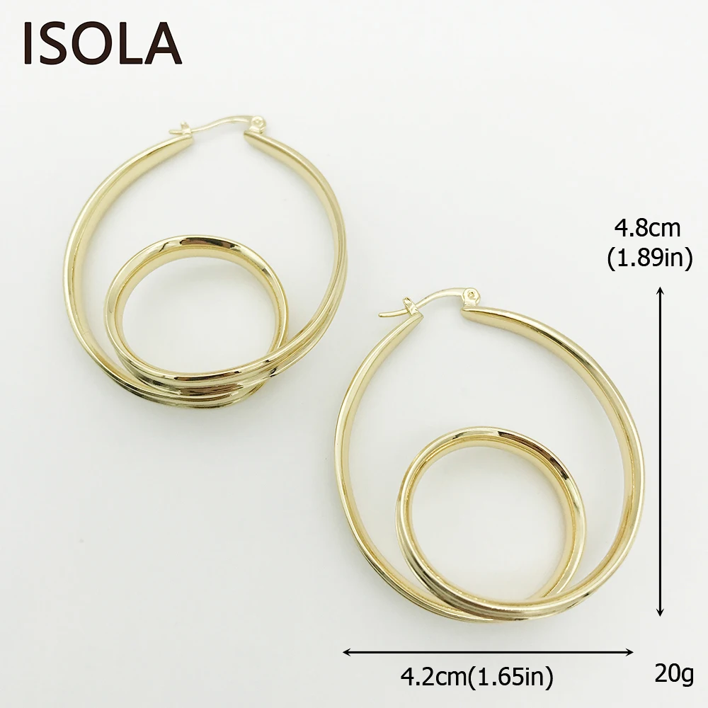 Висячие серьги ISOLA высокое качество полые закрученные цинковый сплав эффектные