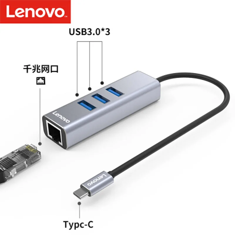 Хаб концентратор Lenovo 3 Ethernet RJ45 USB 0 type c USBc на порта usb гигабитный LAN адаптер для